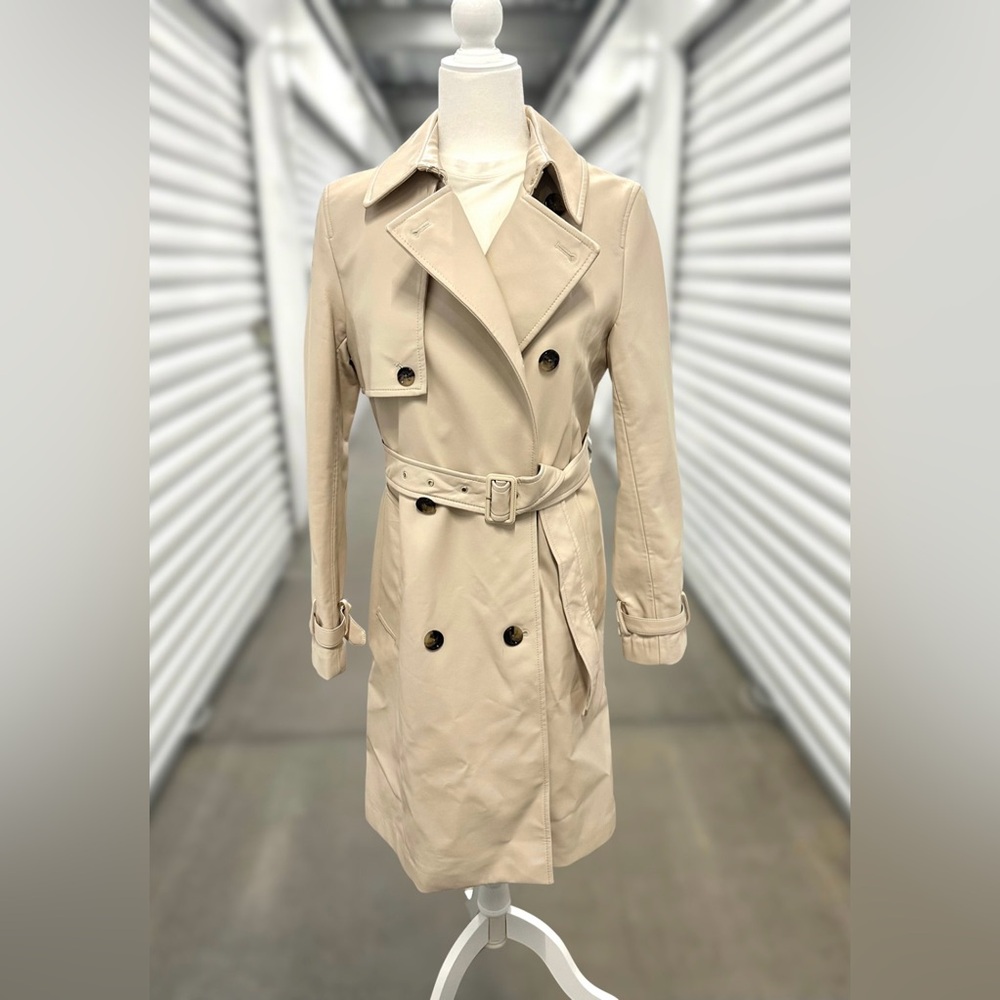 NWT - Mango - buttery faux Leather trench coat - M